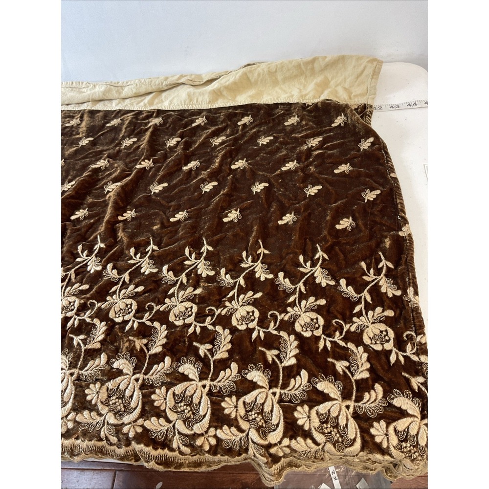 Bella Notte Dust ruffle bed skirt chocolate Brown  velvet lace 3 panels Queen